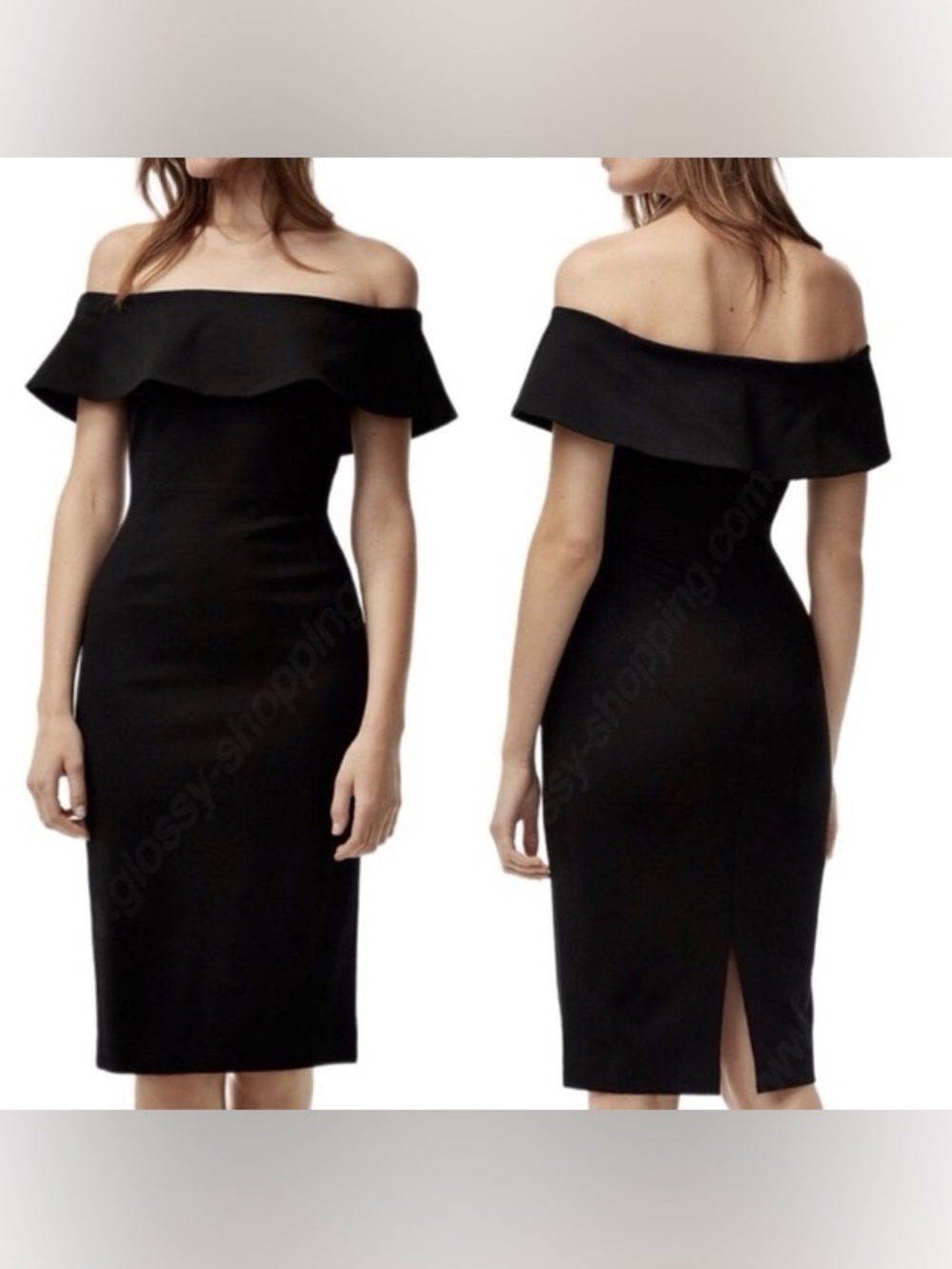 Babaton Black off the shoulder Draped Blouse